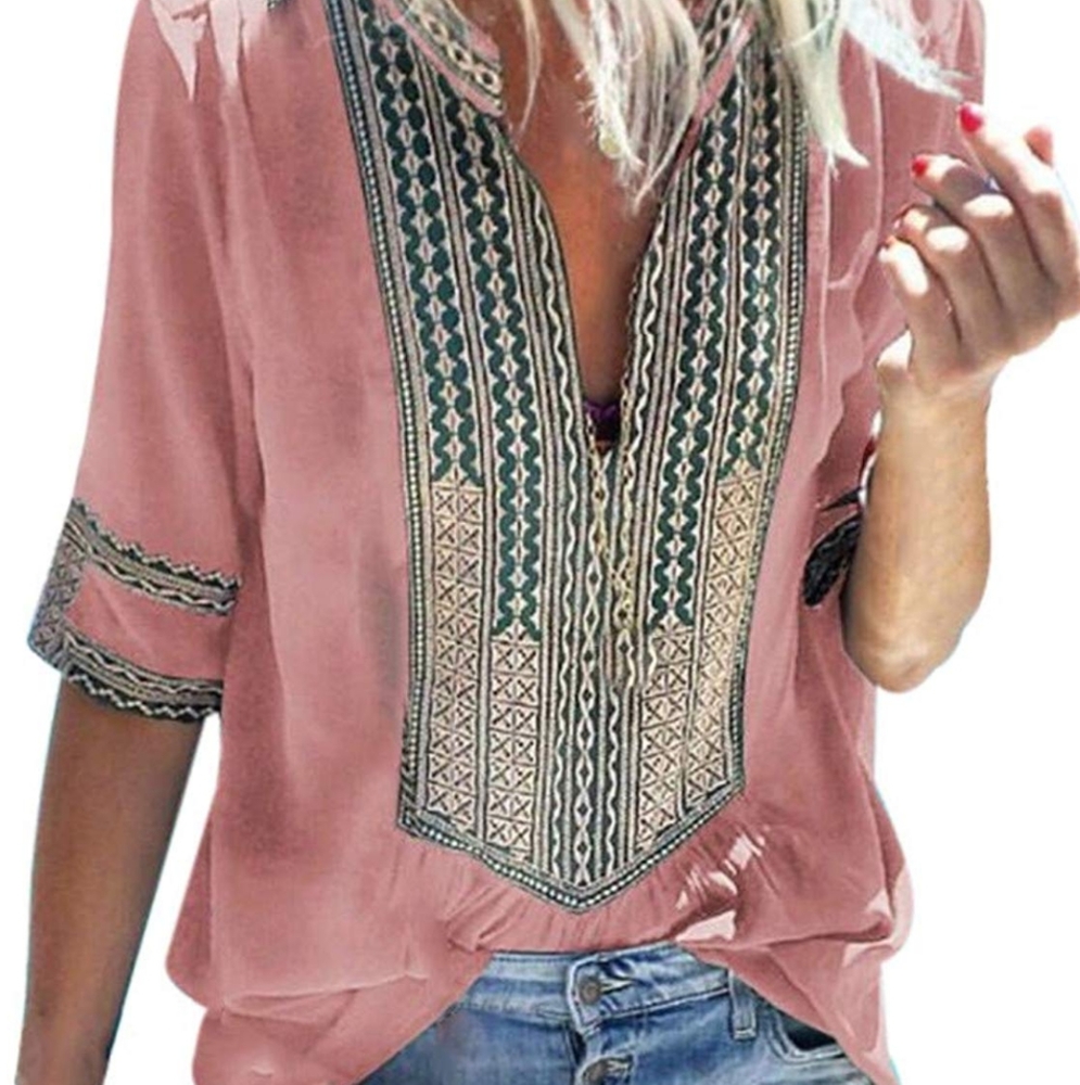 Deep v-neck short sleeve shirt